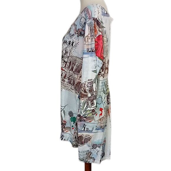 One World Graphic Tunic Top 1X Milan Artsy Plus Size Bling Asymmetric Sublimated - Picture 6 of 16